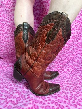 Corral Two Toned Brown Leather Cowgirl Boots Sz 9